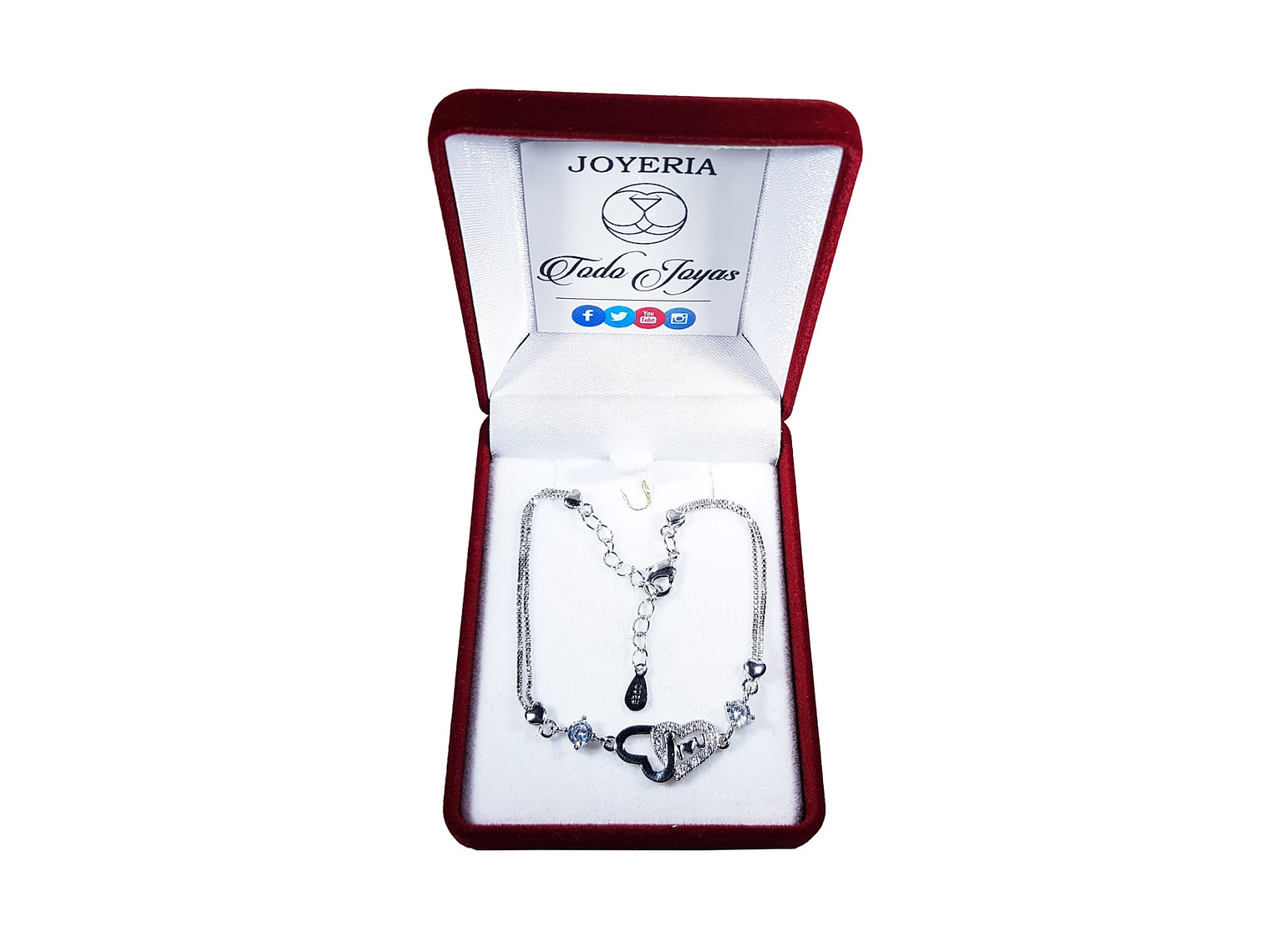 Pulsera Corazones con Circones Plateado 2