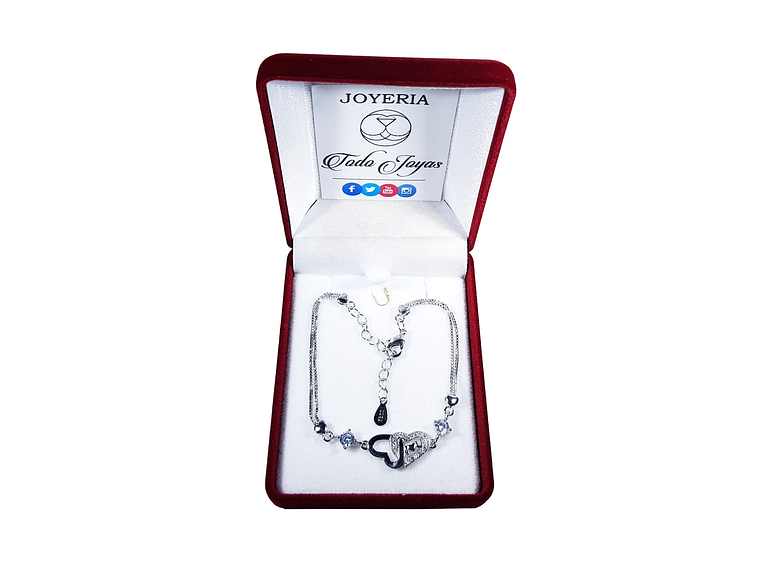 Pulsera Corazones con Circones Plateado 2