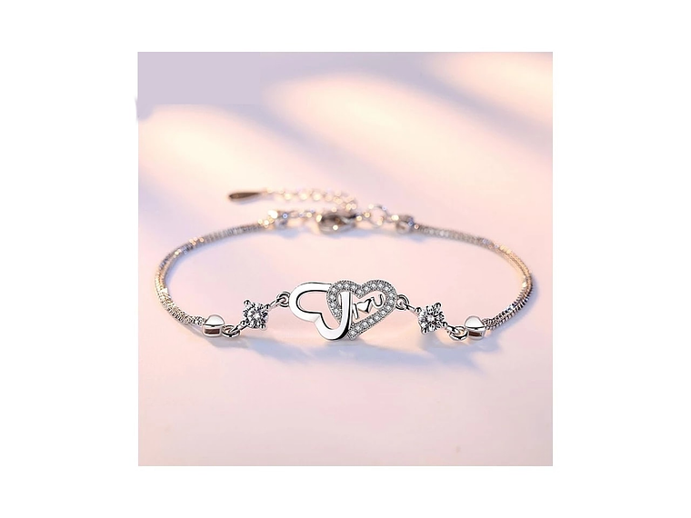 Pulsera Corazones con Circones Plateado 3
