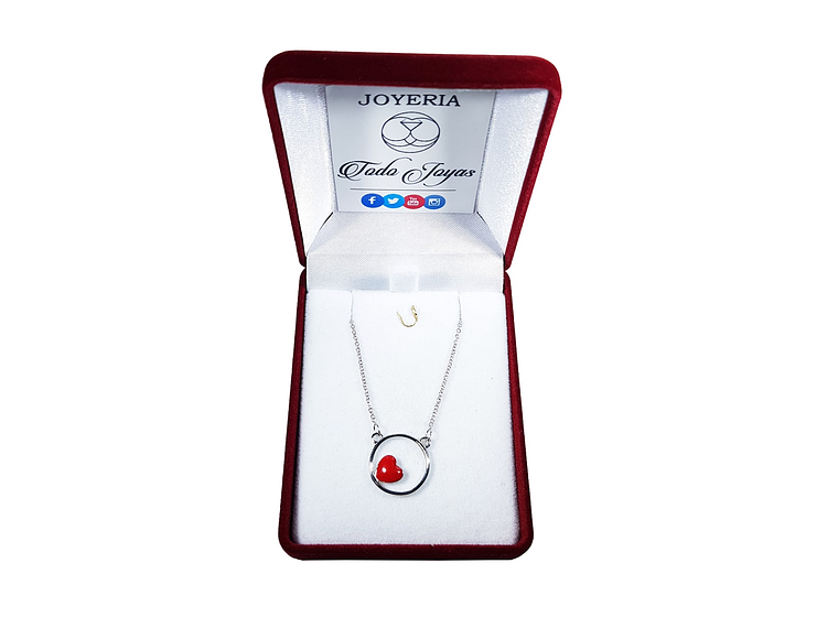 Collar Colgante Corazon Circulo Plateado 2