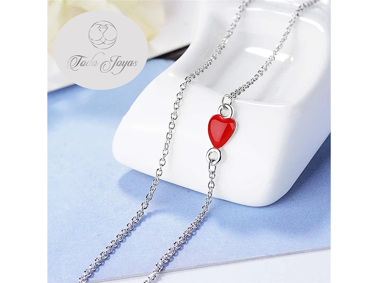 Collar Colgante Corazon Circulo Plateado 3