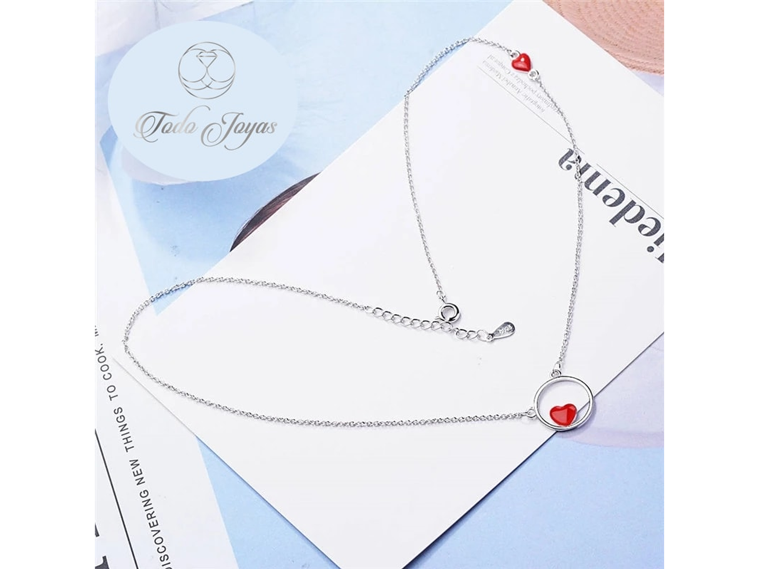 Collar Colgante Corazon Circulo Plateado 6