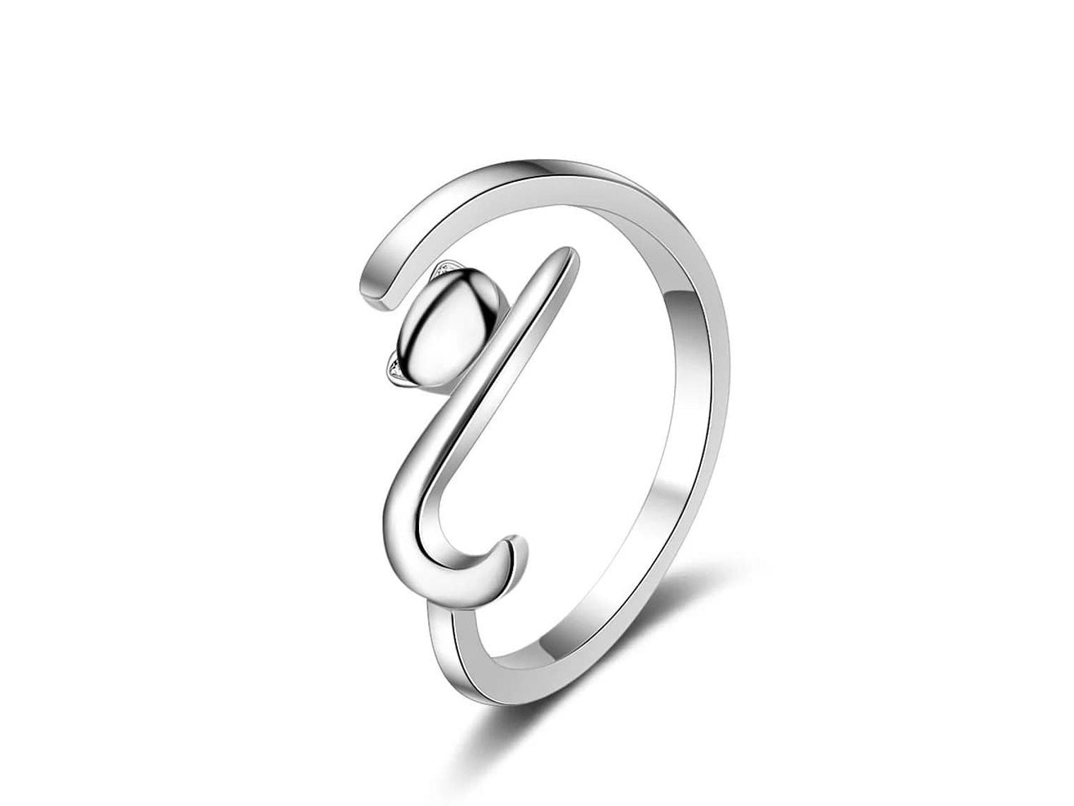 Anillo Forma de Gato Plateado 1