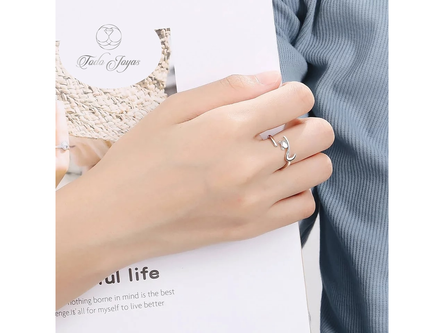 Anillo Forma de Gato Plateado 3