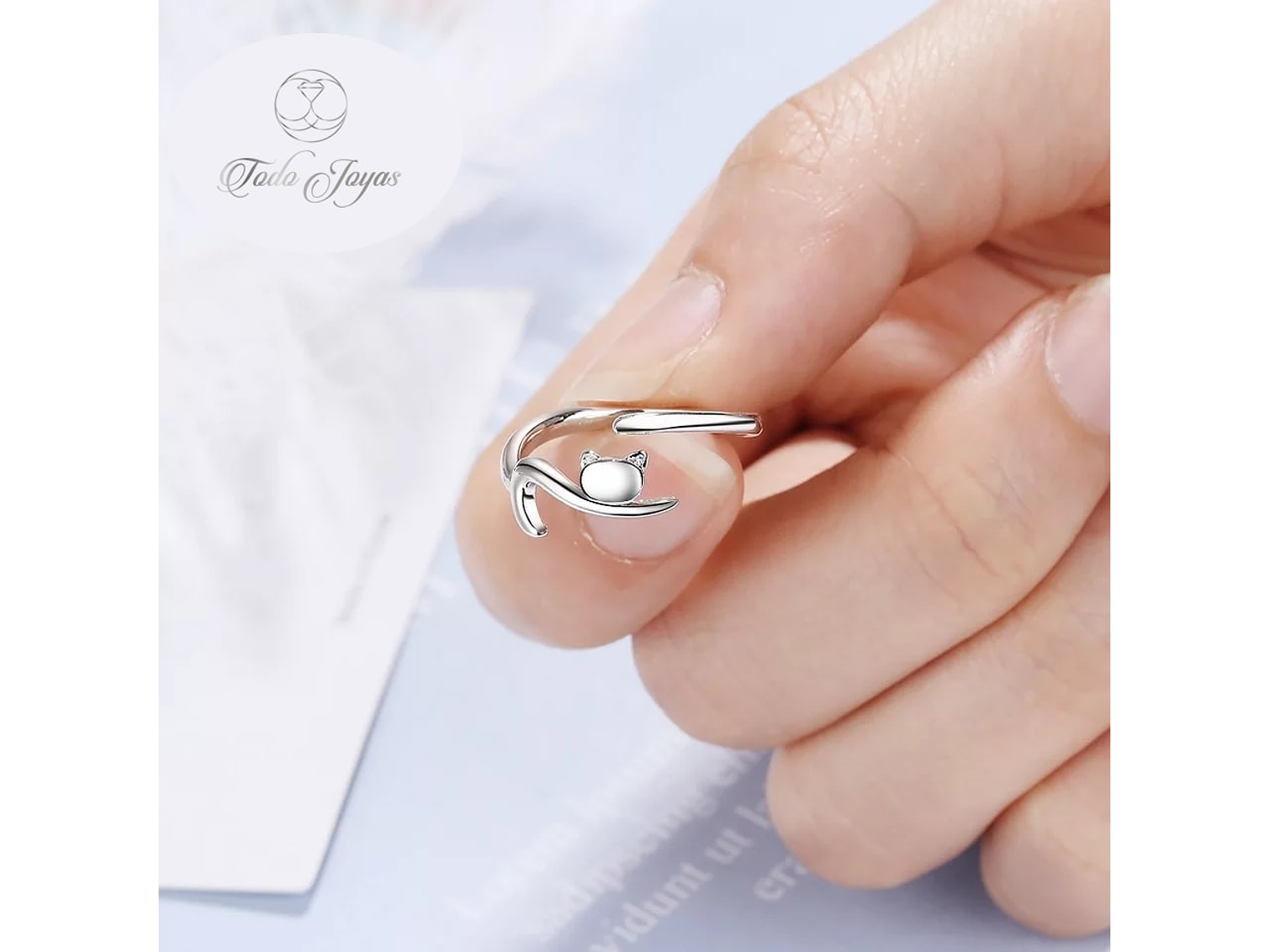 Anillo Forma de Gato Plateado 4