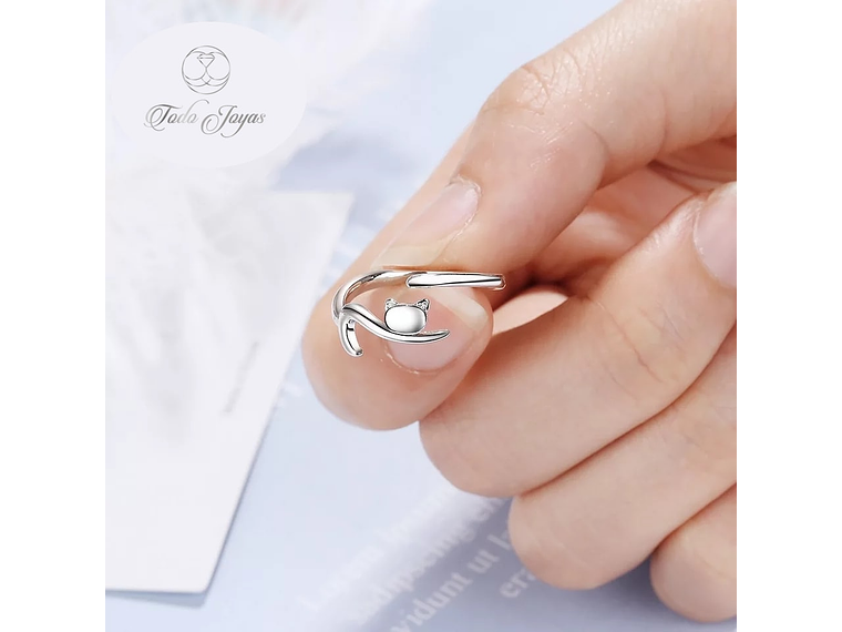 Anillo Forma de Gato Plateado 4