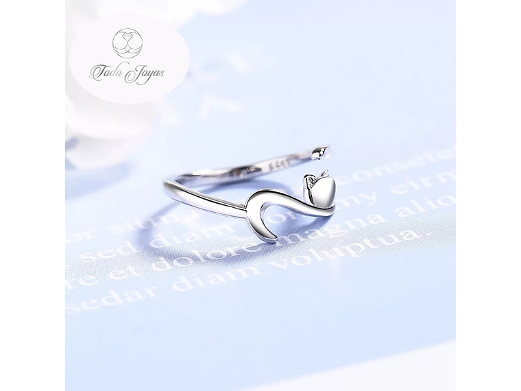 Anillo Forma de Gato Plateado 6