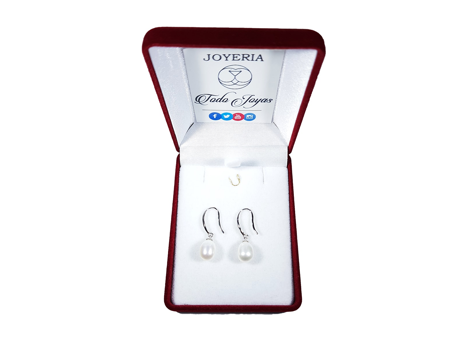 Aros Plata 925 Perla Colgante Blanco 2