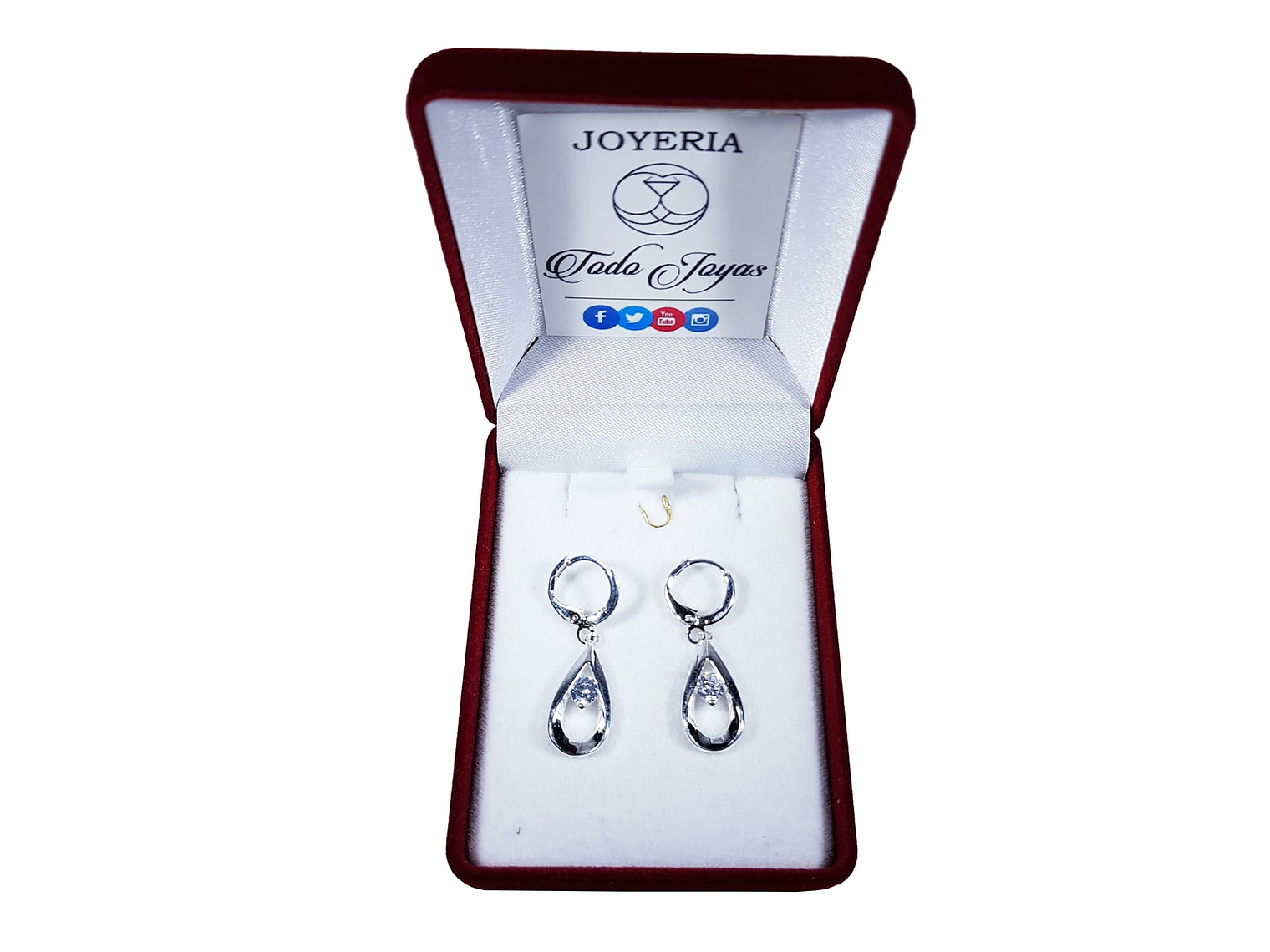 Aros de Gotas Circon Blanco Plateado 2