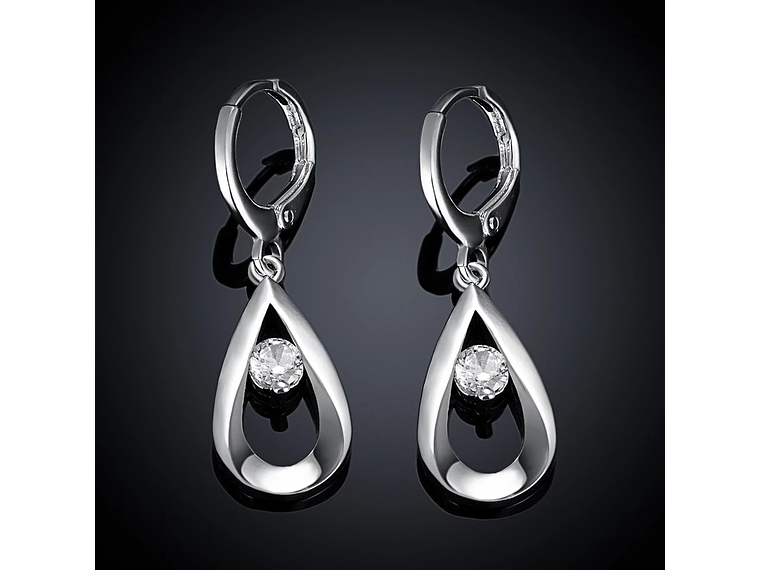 Aros de Gotas Circon Blanco Plateado 4