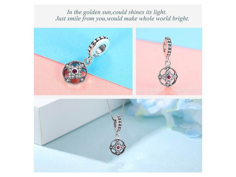 Charm Dije Plata 925 Rosa Circones 3