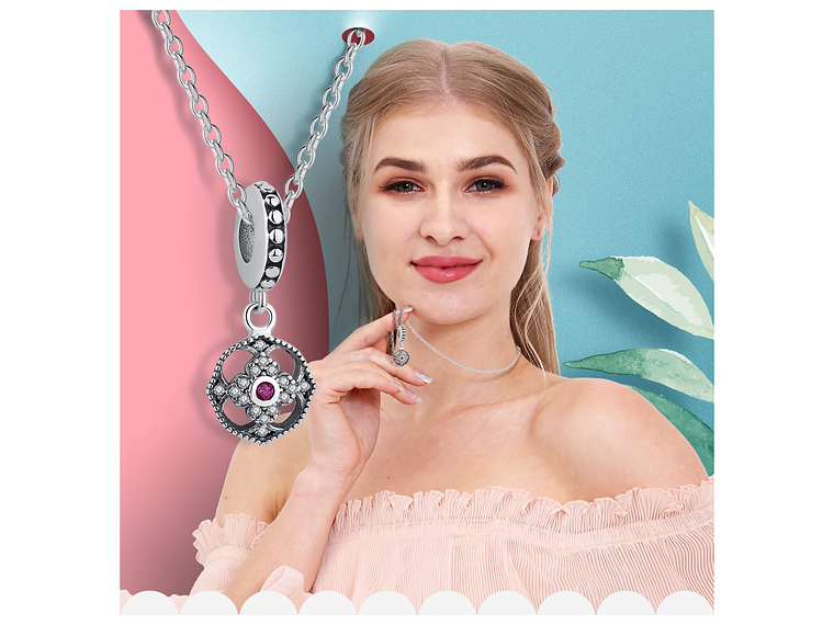 Charm Dije Plata 925 Rosa Circones 6