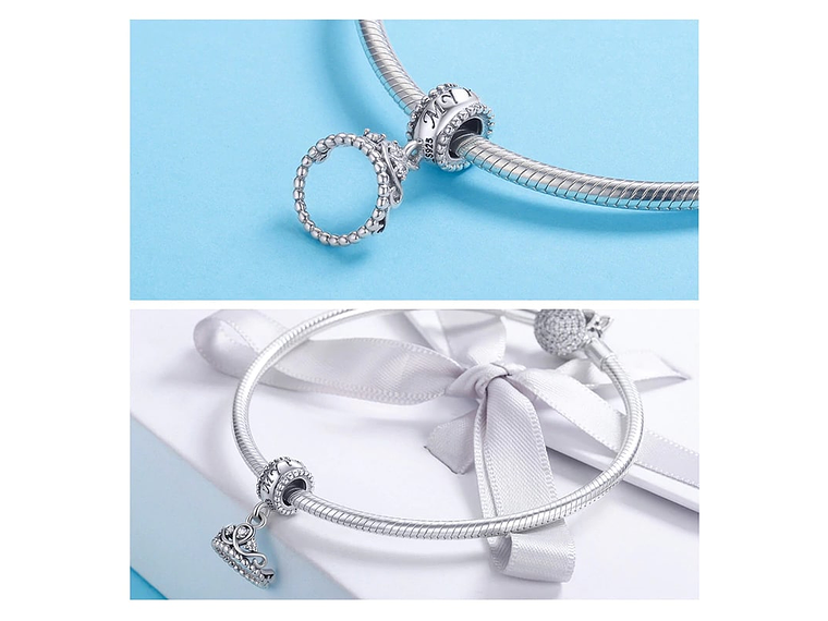 Charm Dije Plata 925 Corona Princesa 3