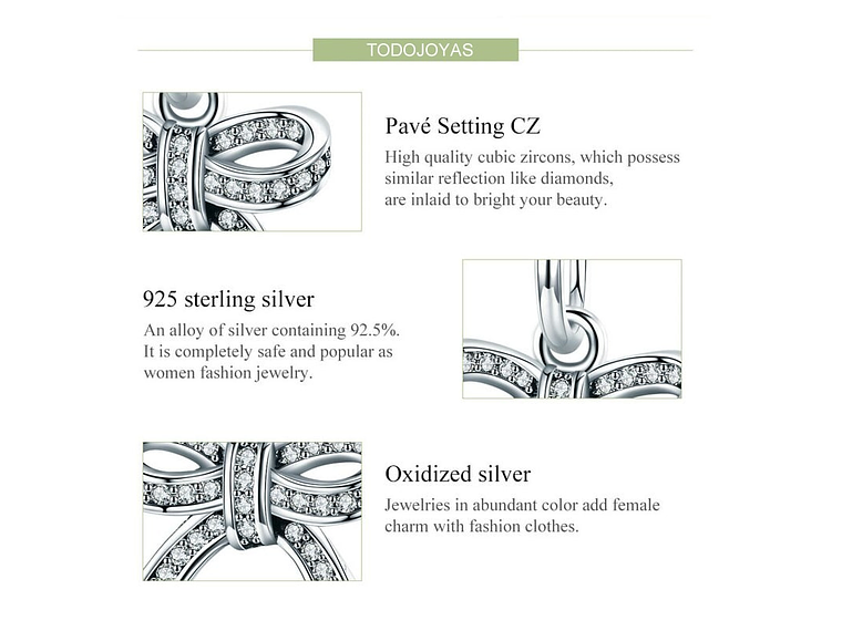 Charm Dije Plata 925 Cinta Regalo 5