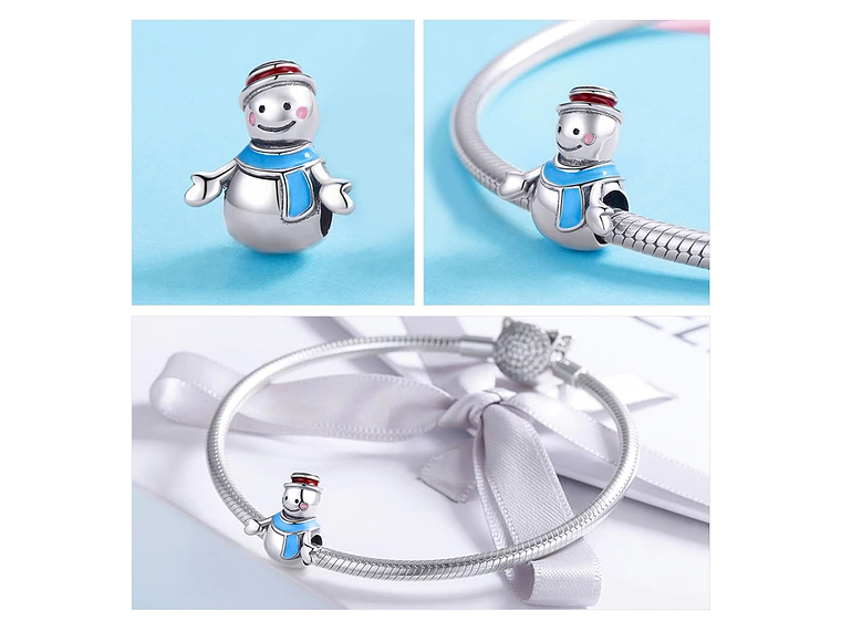 Charm Dije Plata 925 Muñeco de Nieve 3