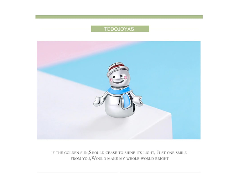 Charm Dije Plata 925 Muñeco de Nieve 6
