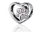 Charm Dije Plata 925 Corazon Patita Rosa Mascota - Miniatura 1