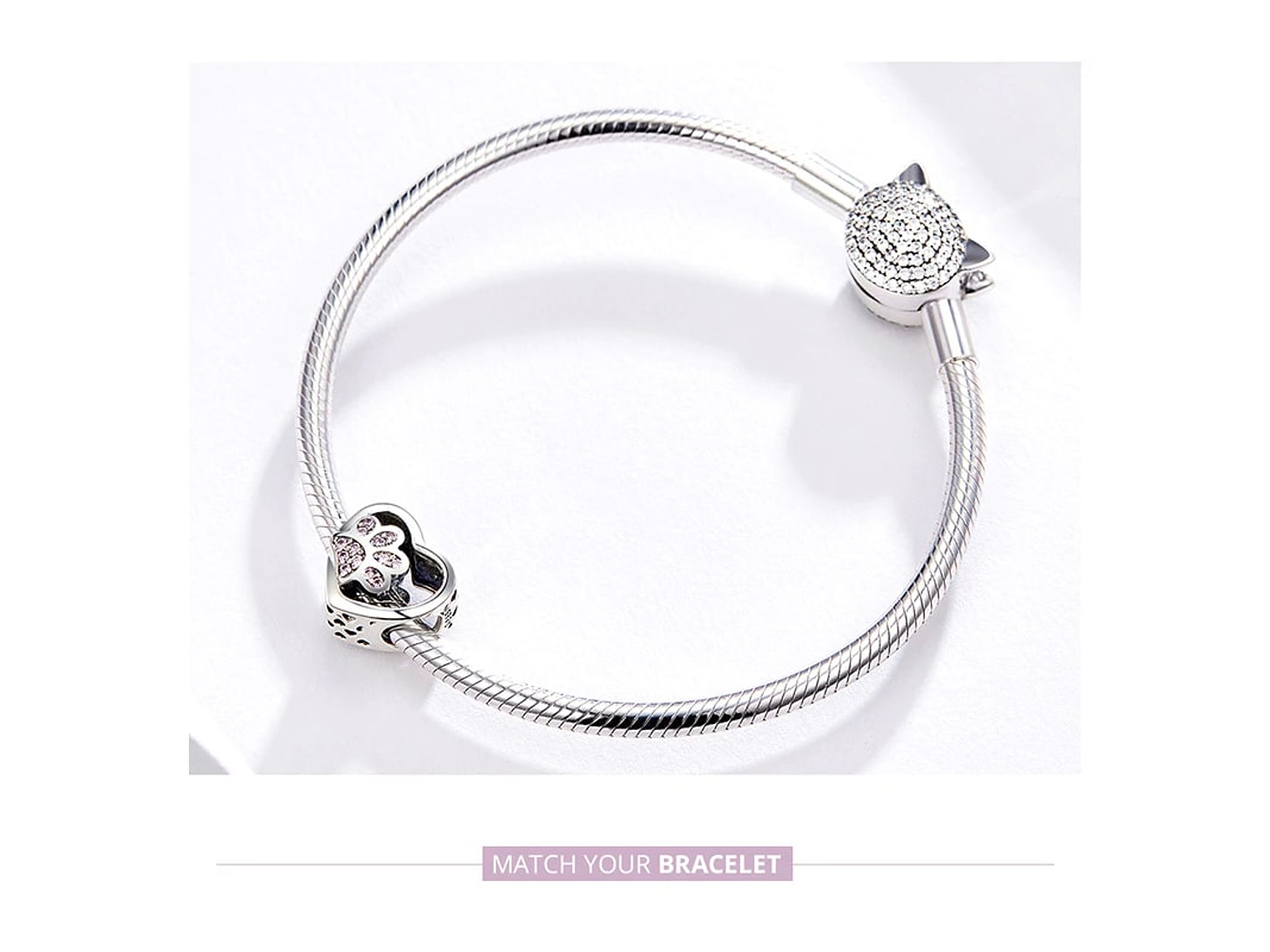 Charm Dije Plata 925 Corazon Patita Rosa Mascota 3