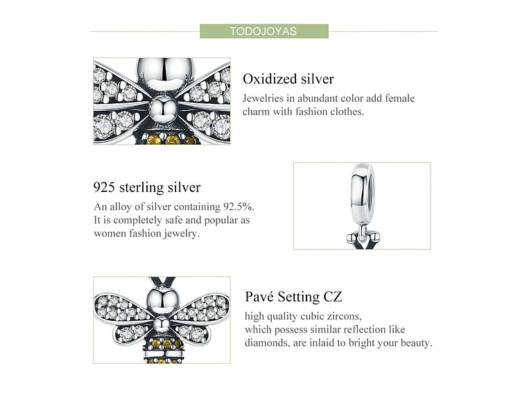 Charm Dije Plata 925 Abeja 5