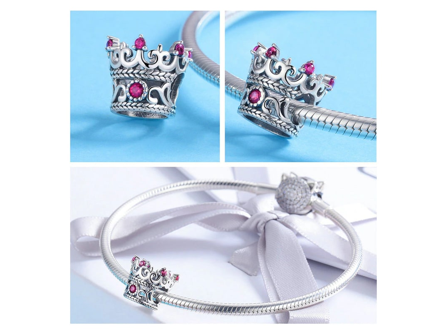 Charm Dije Plata 925 Corona De Reina 3