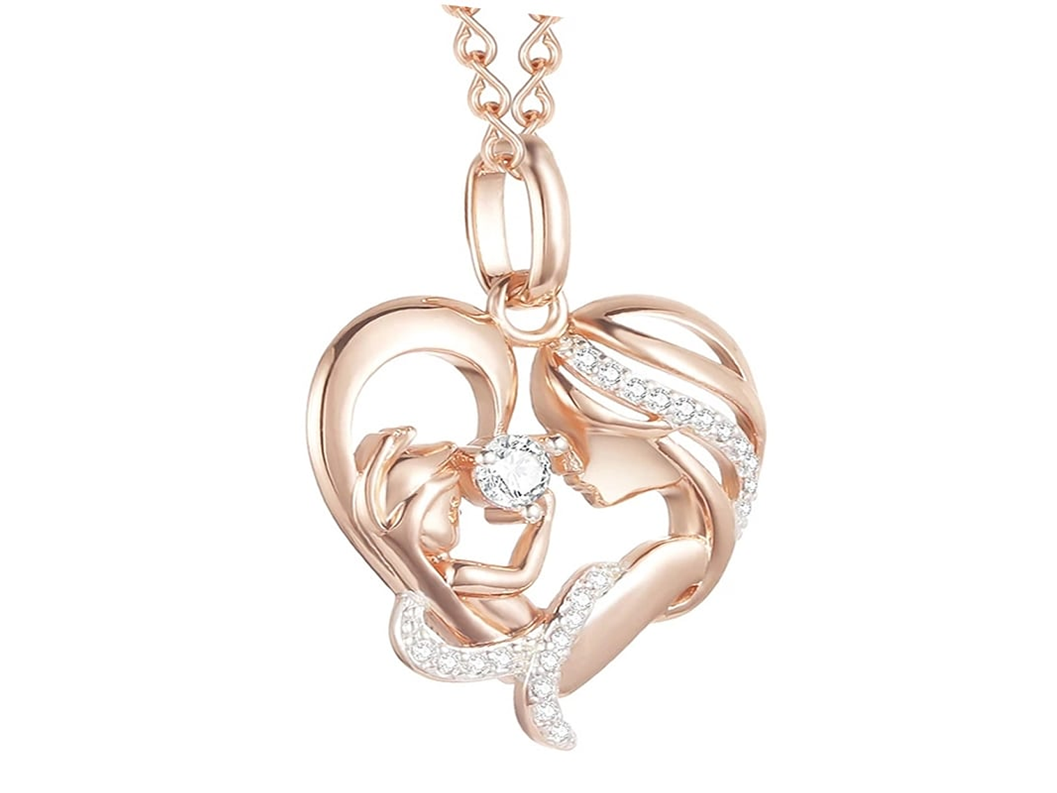 Collar Corazon Mama y Bebe Dorado Rosa 1