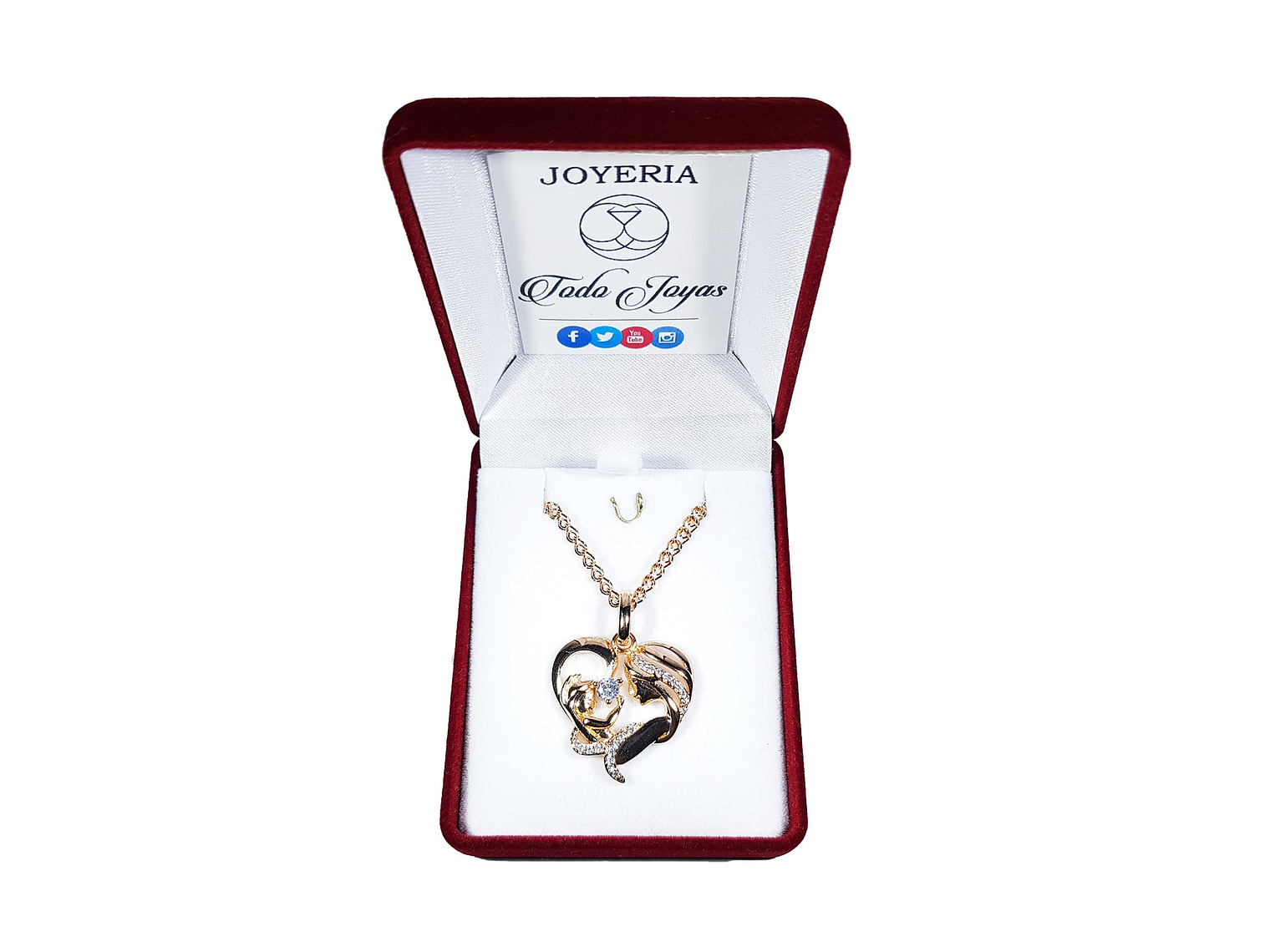 Collar Corazon Mama y Bebe Dorado Rosa 2