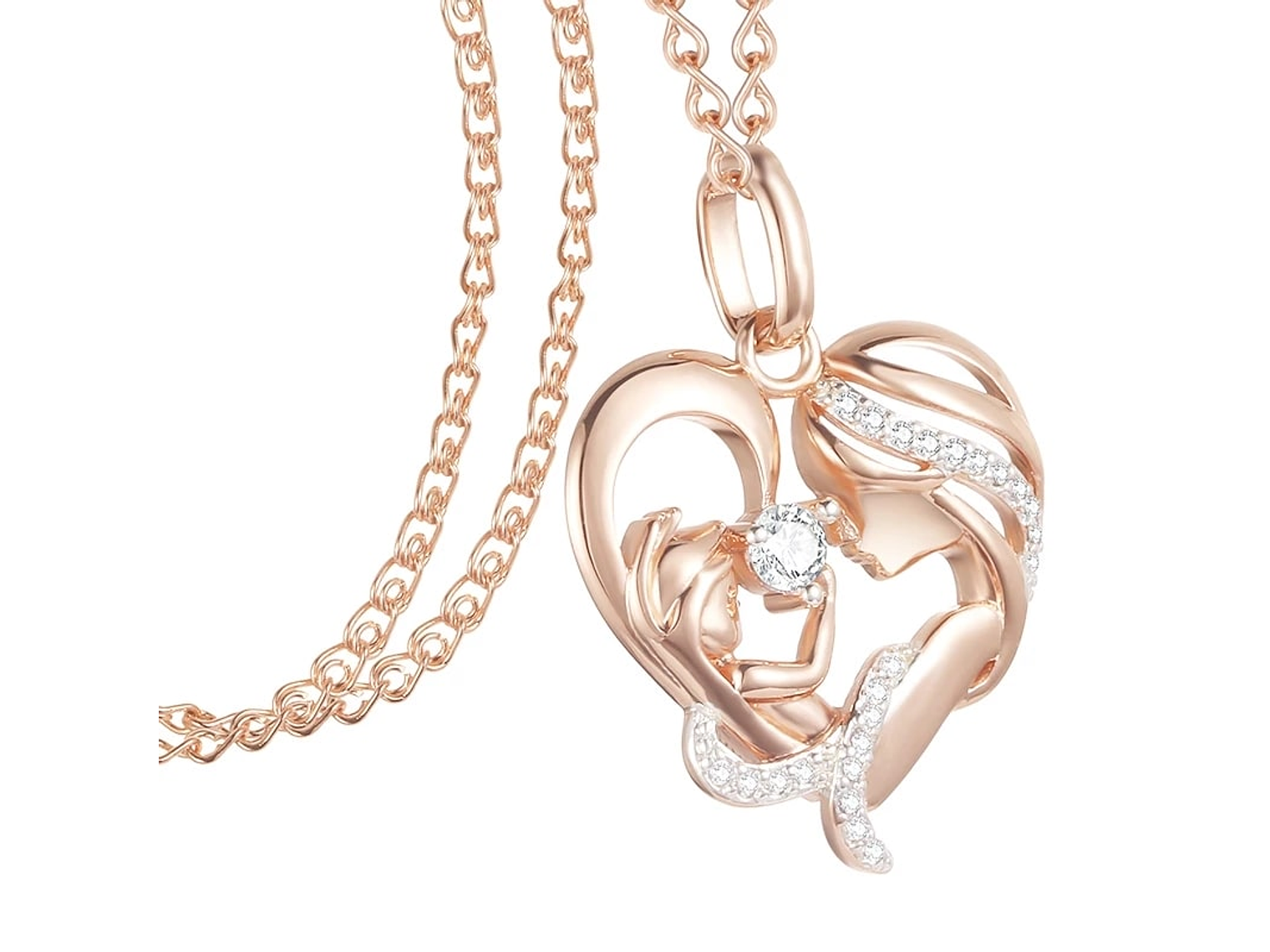 Collar Corazon Mama y Bebe Dorado Rosa 3