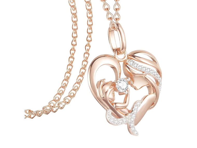 Collar Corazon Mama y Bebe Dorado Rosa 3