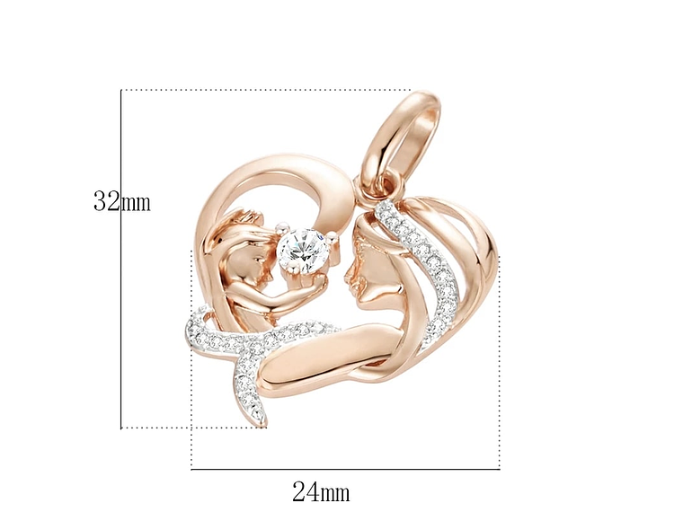 Collar Corazon Mama y Bebe Dorado Rosa 4