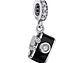 Charm Dije Plata 925 Camara Fotografica Negra - Miniatura 1