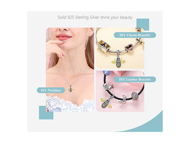 Charm Dije Plata 925 Abeja Gold 3