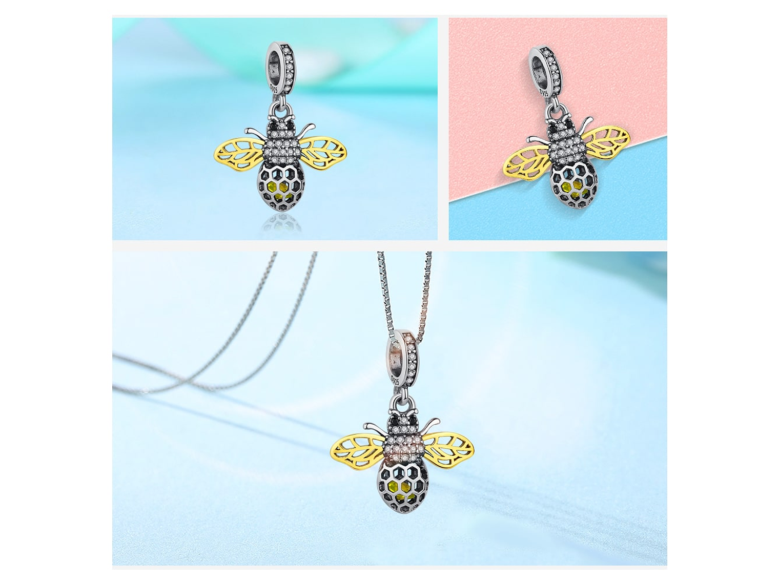 Charm Dije Plata 925 Abeja Gold 4
