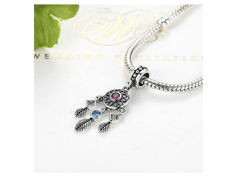 Charm Dije Plata 925 Atrapa Sueños Colores 3