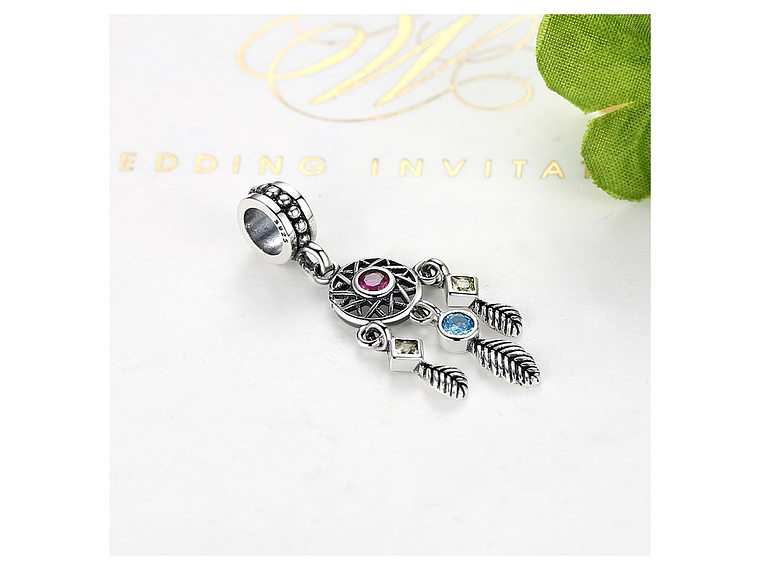 Charm Dije Plata 925 Atrapa Sueños Colores 5