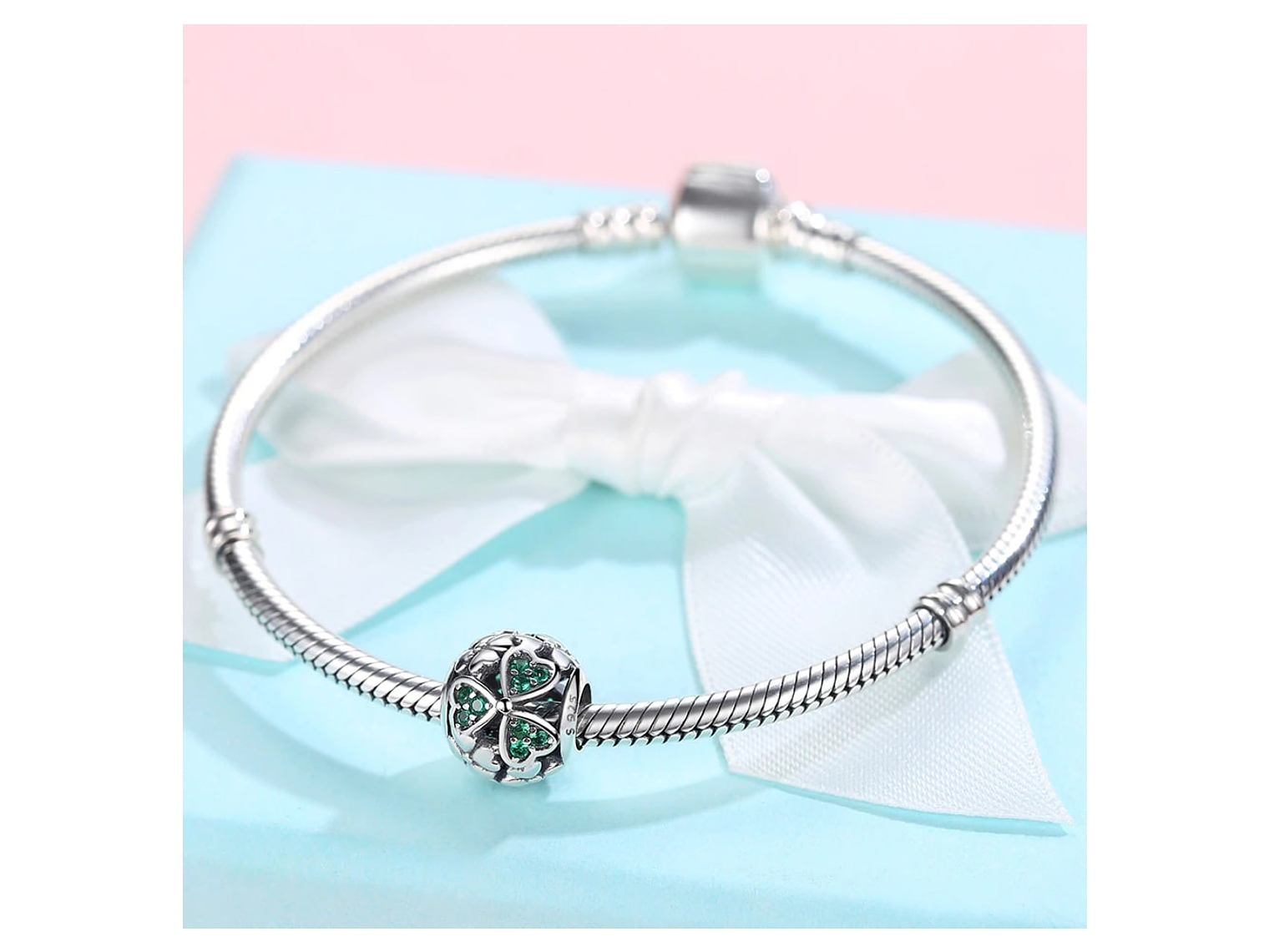 Charm Dije Plata 925 Separador Trebol Bolita 4