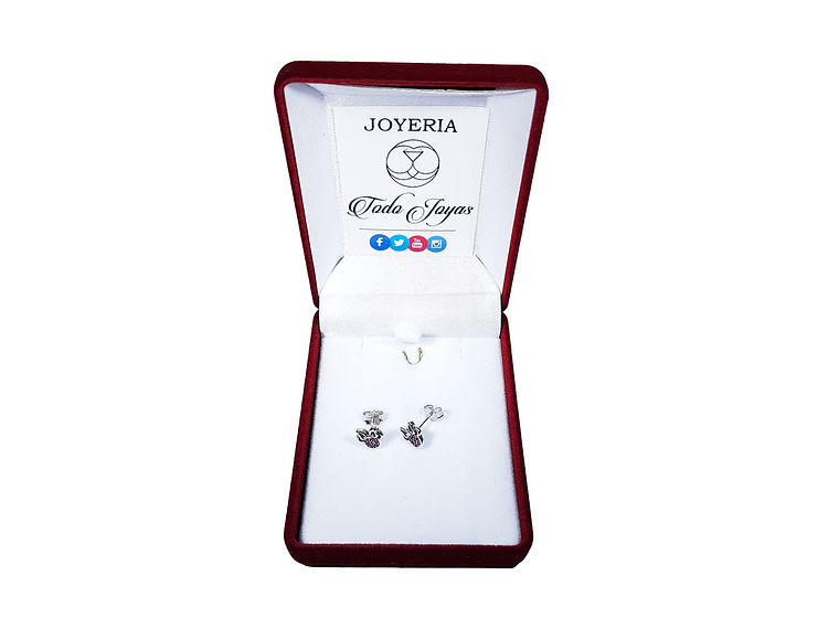 Aros Plata 925 Ratoncita Rosado 2