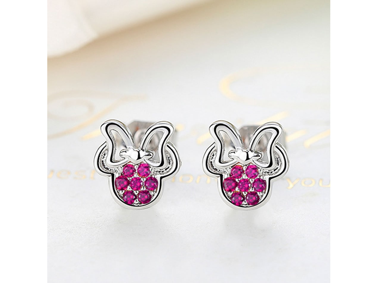 Aros Plata 925 Ratoncita Rosado 4