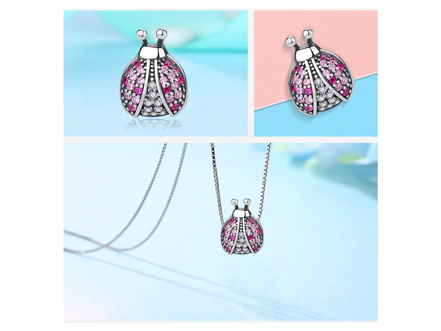 Charm Plata 925 Mariquita Rosada 3