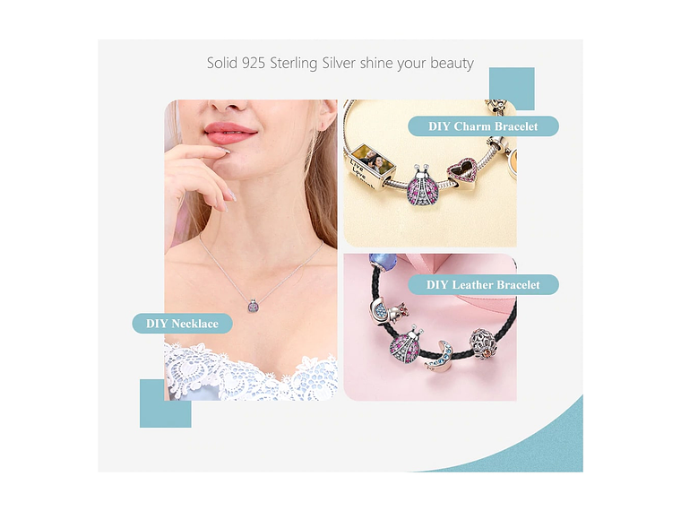 Charm Plata 925 Mariquita Rosada 4