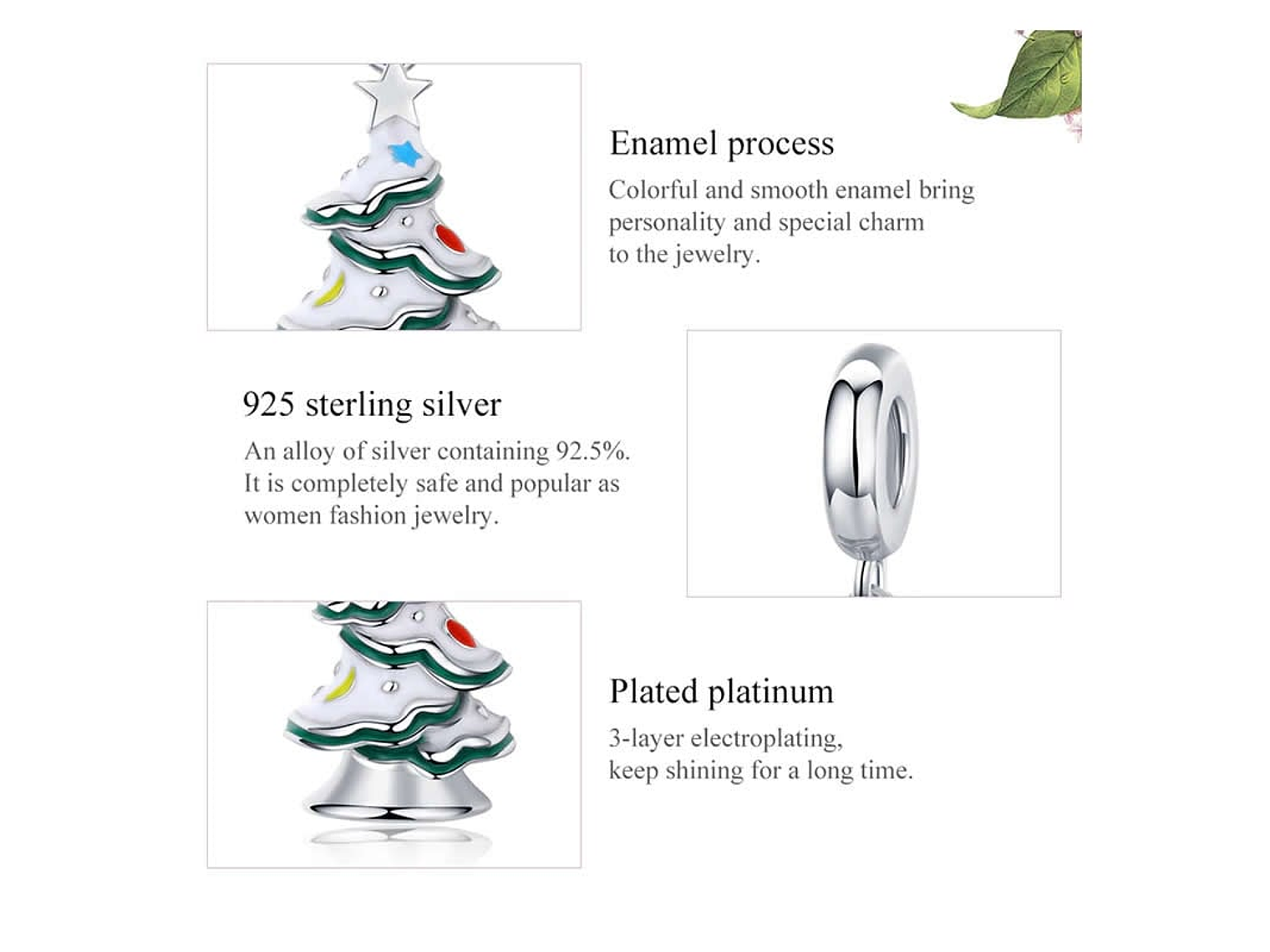 Charm Dije Plata 925 Arbol de Navidad 4