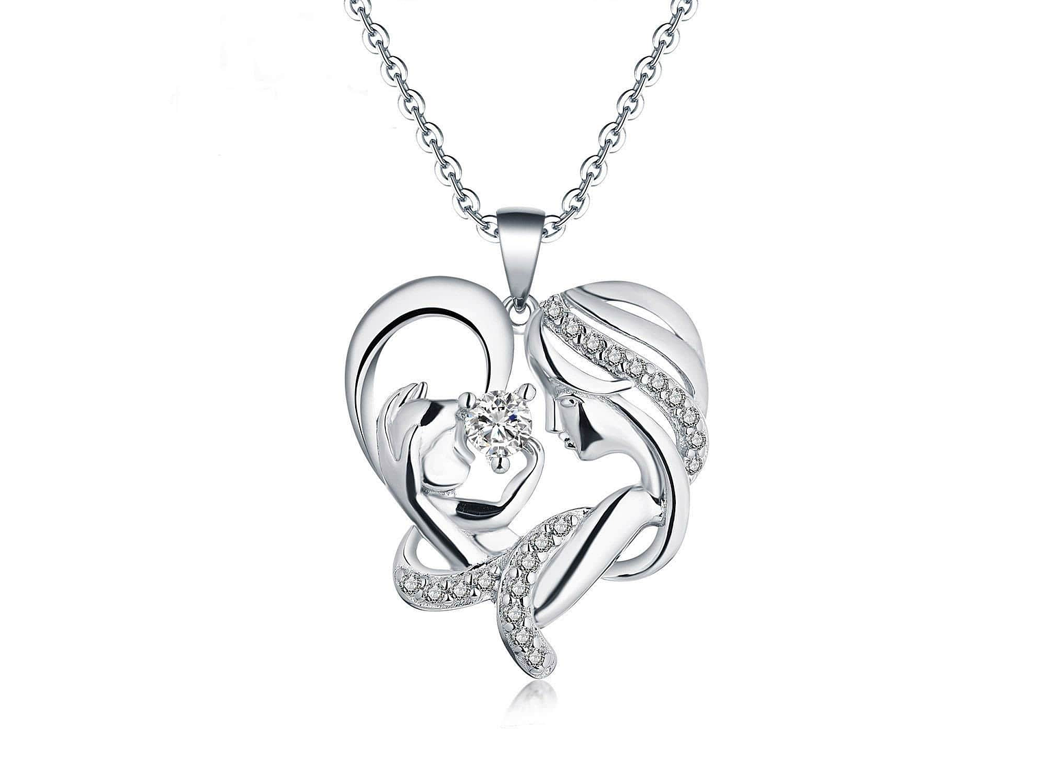 Collar Mama y Bebe Amor Madre Plateado 1