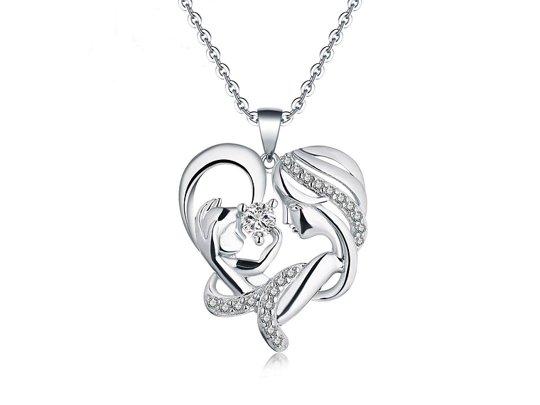 Collar Mama y Bebe Amor Madre Plateado 1