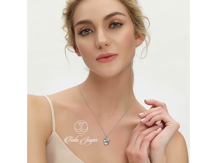 Collar Mama y Bebe Amor Madre Plateado 4