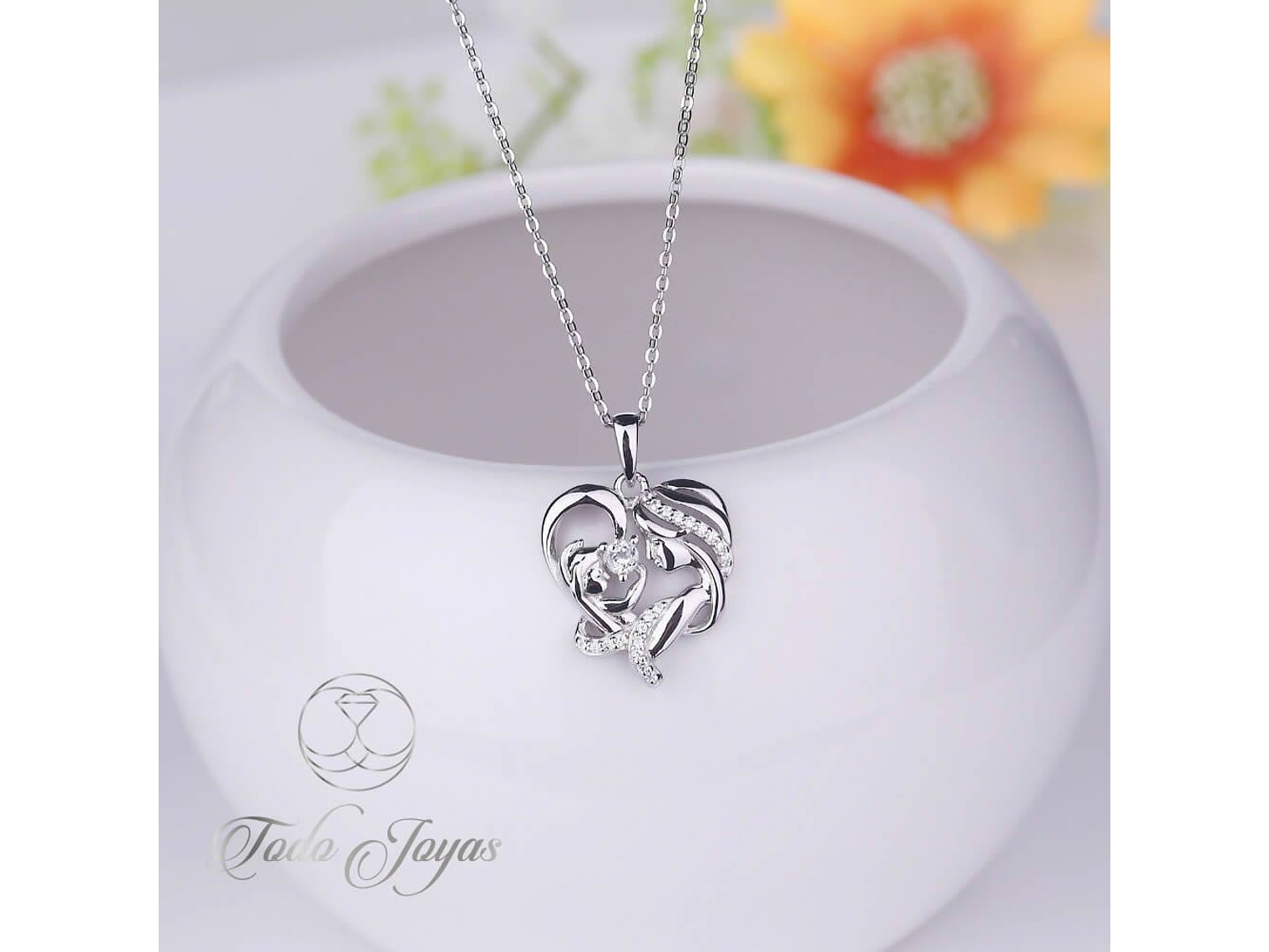 Collar Mama y Bebe Amor Madre Plateado 5