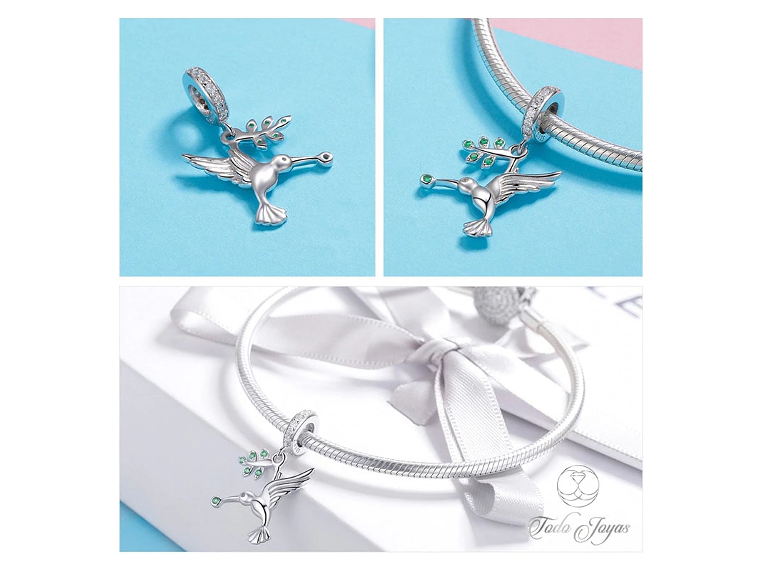 Charm Dije Plata 925 Colibri con Rama 3