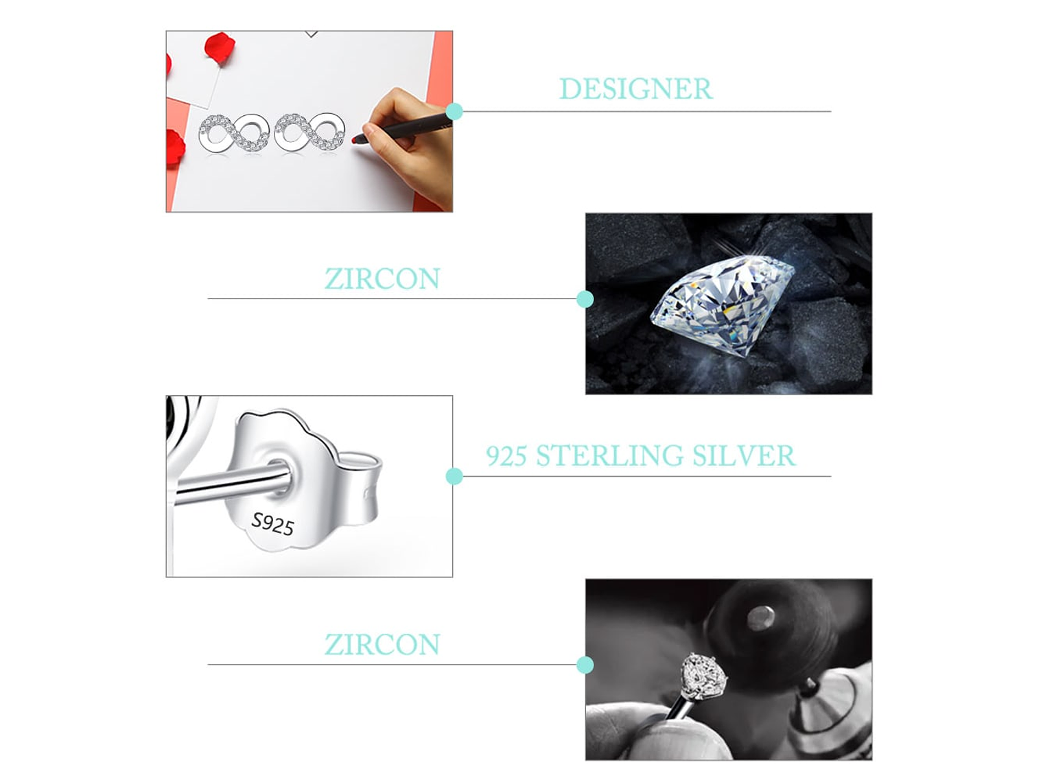 Aros Plata 925 Infinito con Circones 4