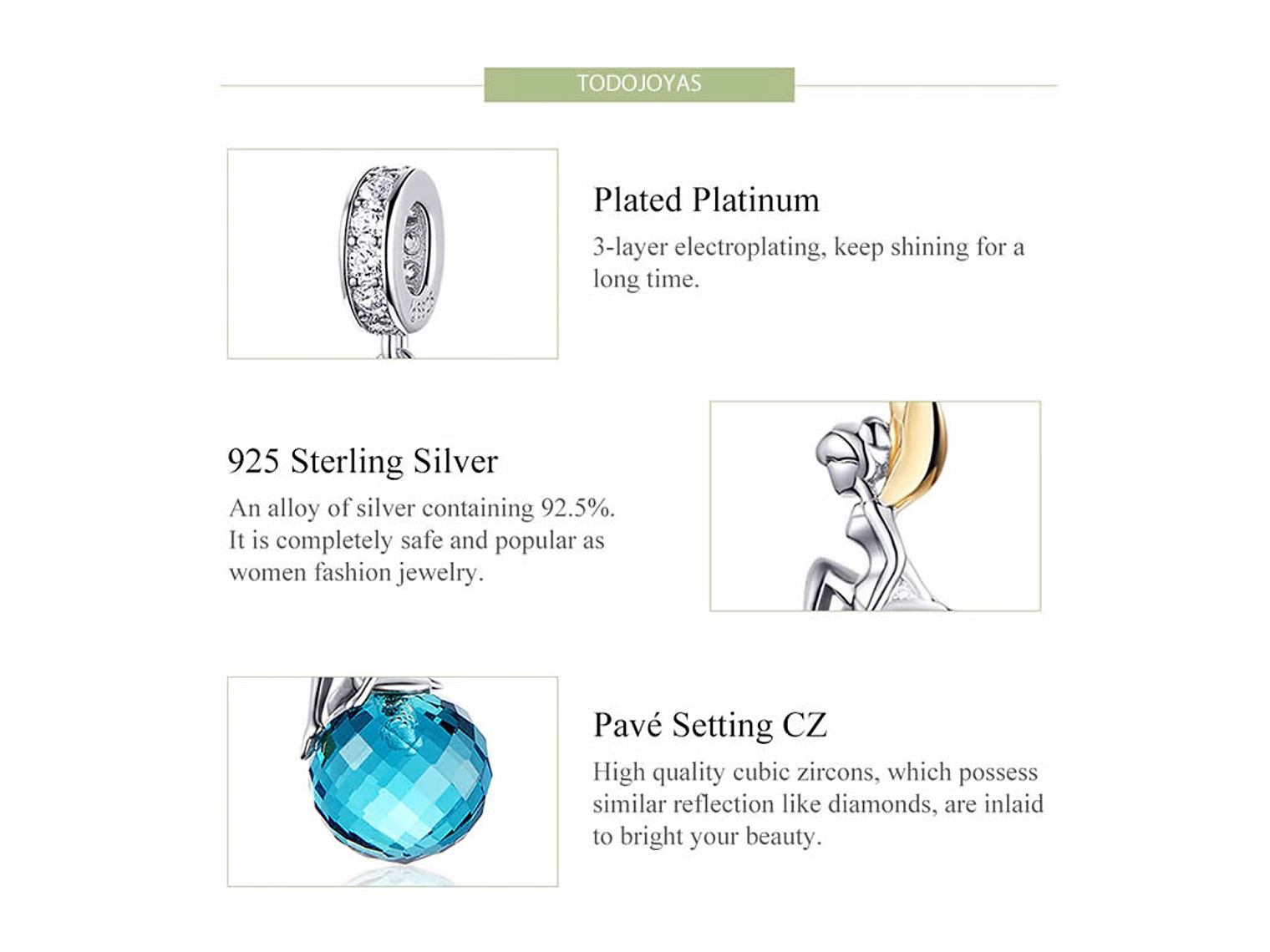 Charm Dije Plata 925 Hada Sobre Bola 5