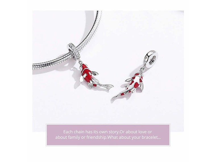 Charm Dije Plata 925 Pez de La Suerte 3