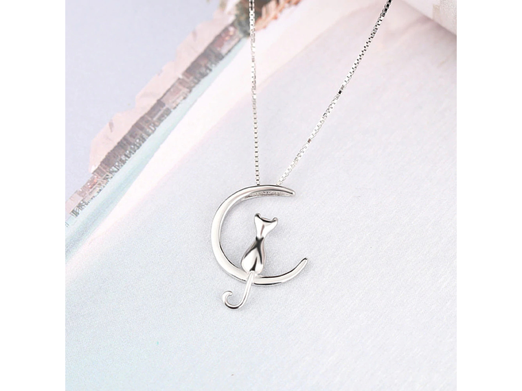 Collar Gato en Luna Mascota Plateado 5