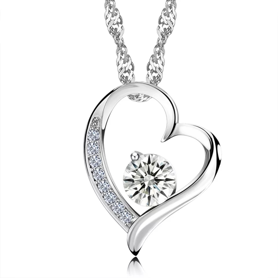 Collar Cadena Rolo Corazon con Circon